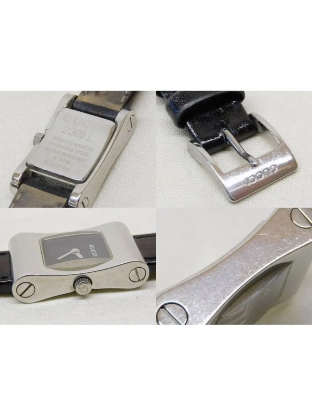 Gucci Watch Quartz Square Black Dial Leather